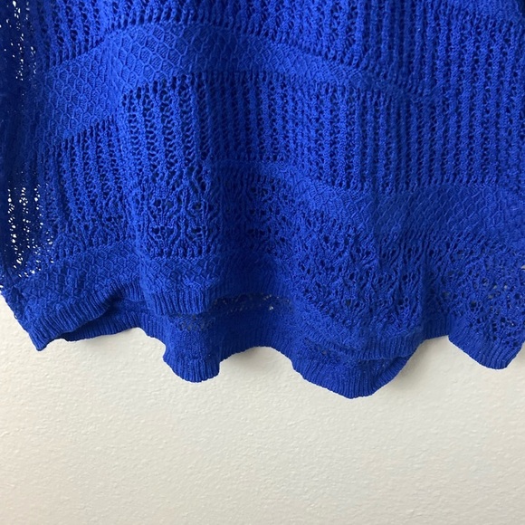 Dana Bachman Patchwork Sweater Surf Blue Open Knit XL Nautical Coastal - Picture 3 of 6